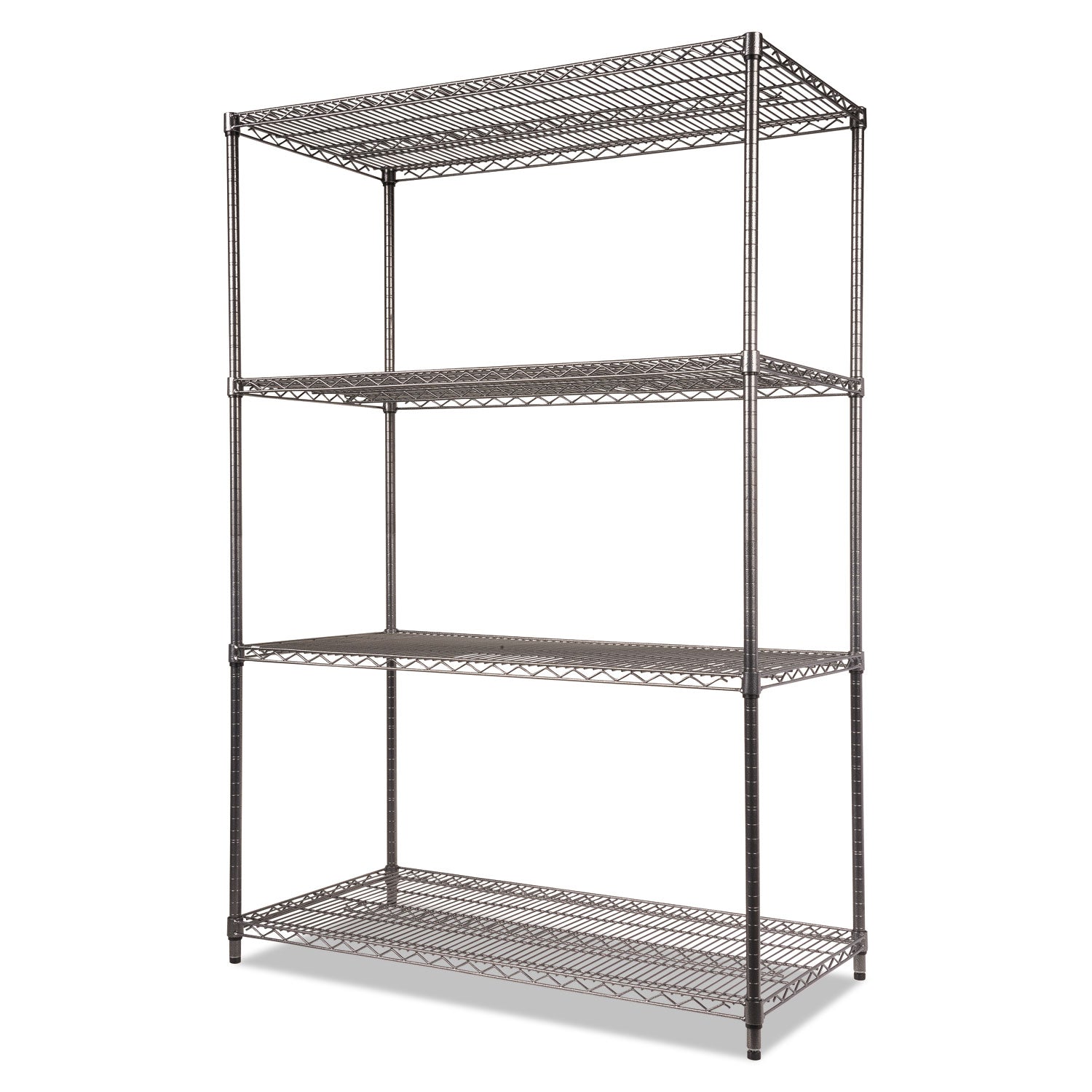 Alera® Wire Shelving Starter Kit, Four-Shelf, 48w x 24d x 72h, Black Anthracite