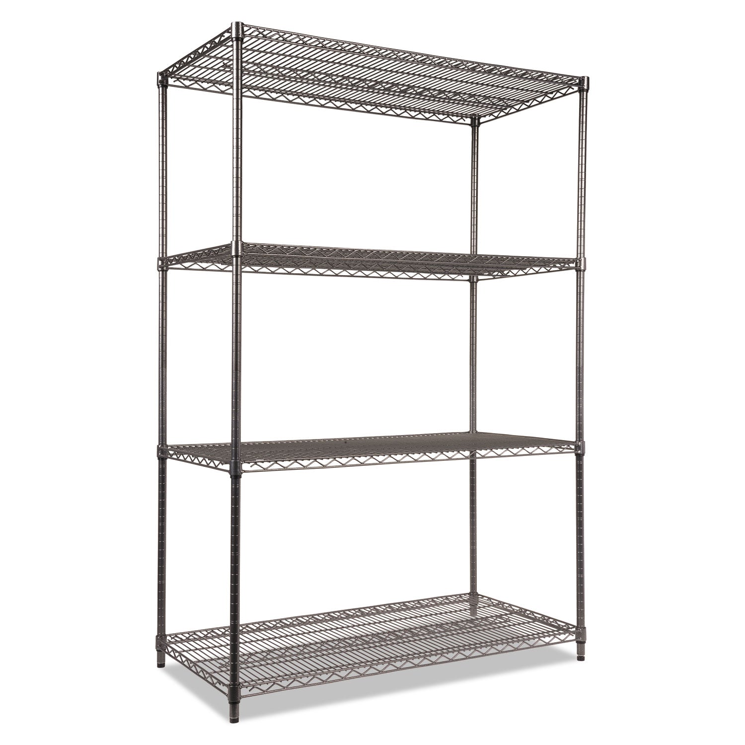 Wire Shelving Starter Kit, Four-Shelf, 48w x 24d x 72h, Black Anthracite