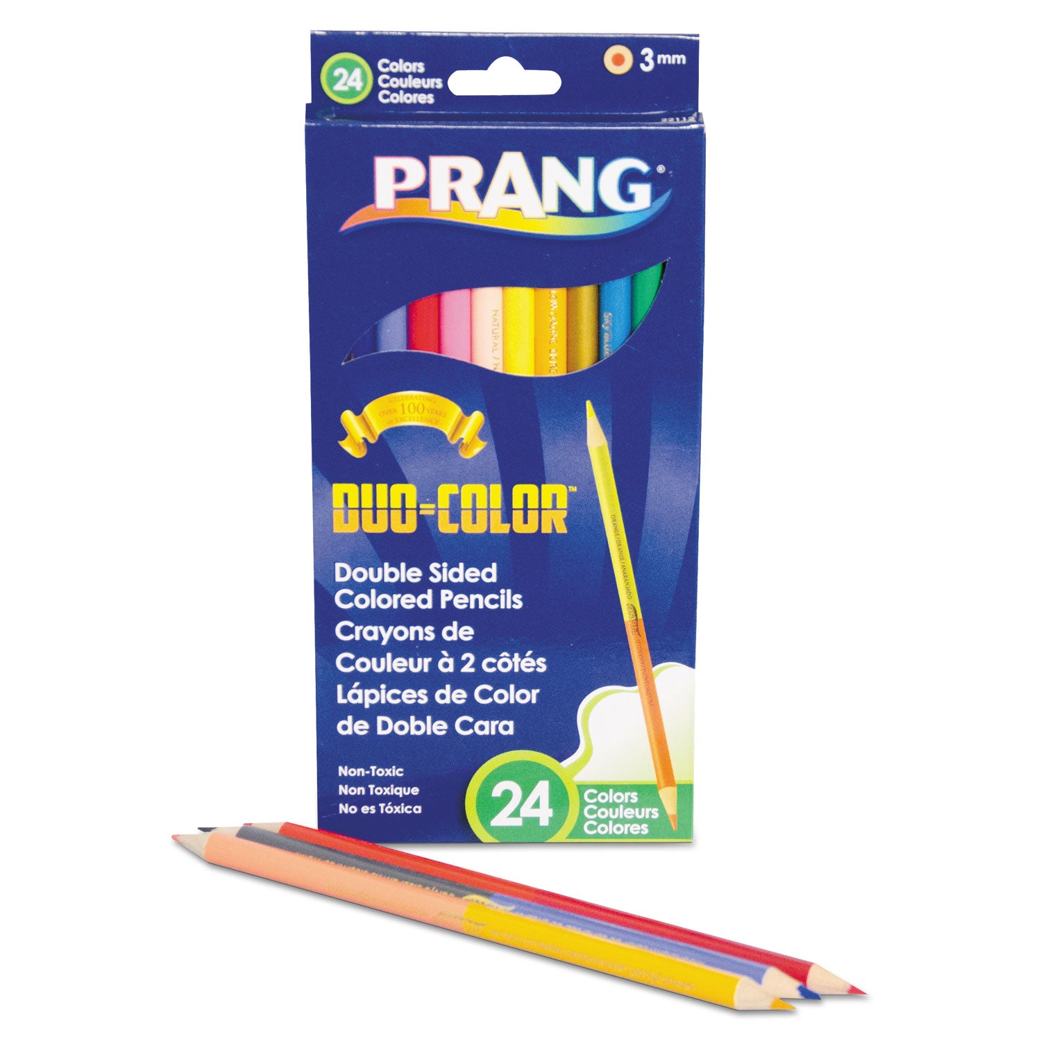 Prang® Duo-Color Colored Pencil Sets, 3 mm, 2B, Assorted Lead and Barrel Colors, Dozen