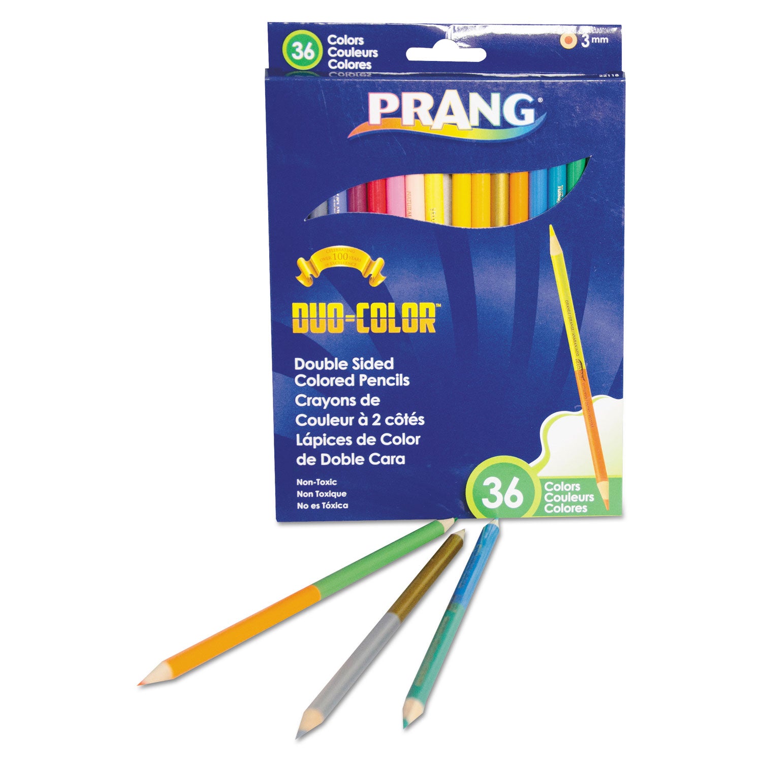 Prang® Duo-Color Colored Pencil Sets, 3 mm, 2B, Assorted Lead and Barrel Colors, 18/Pack