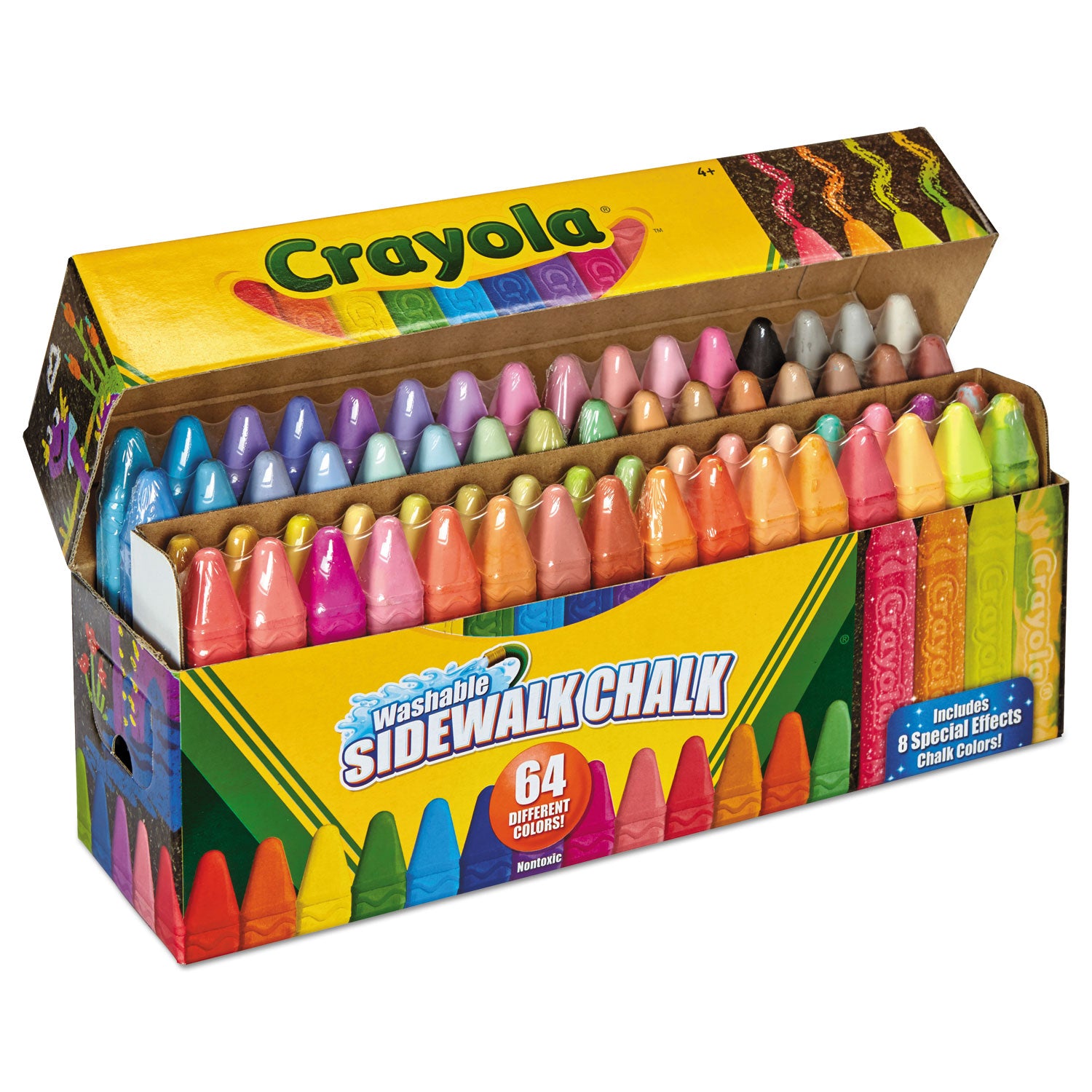 Crayola® Ultimate Sidewalk Chalk, 4" x 0.5" Diameter, 60 Assorted Colors, 64/Set