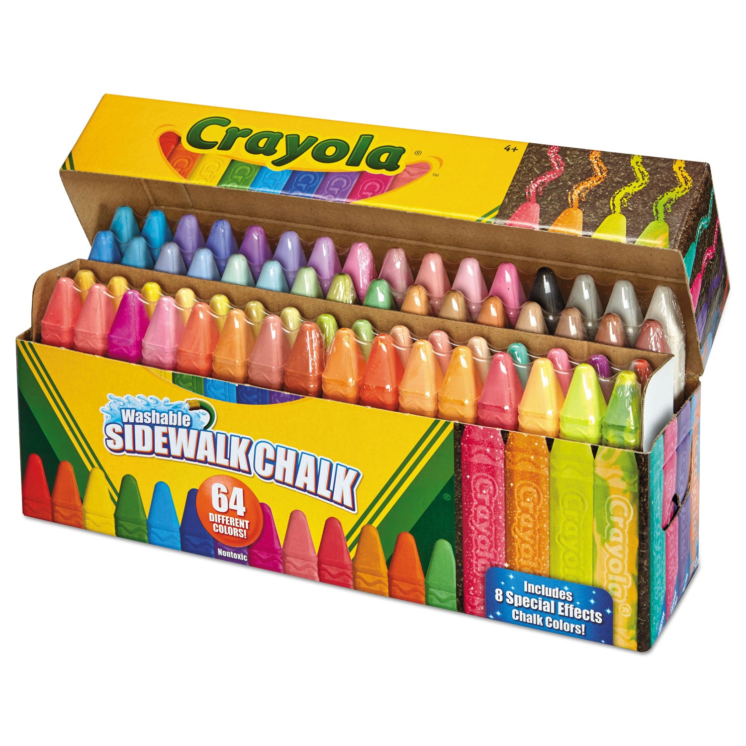 Crayola® Ultimate Sidewalk Chalk, 4" x 0.5" Diameter, 60 Assorted Colors, 64/Set