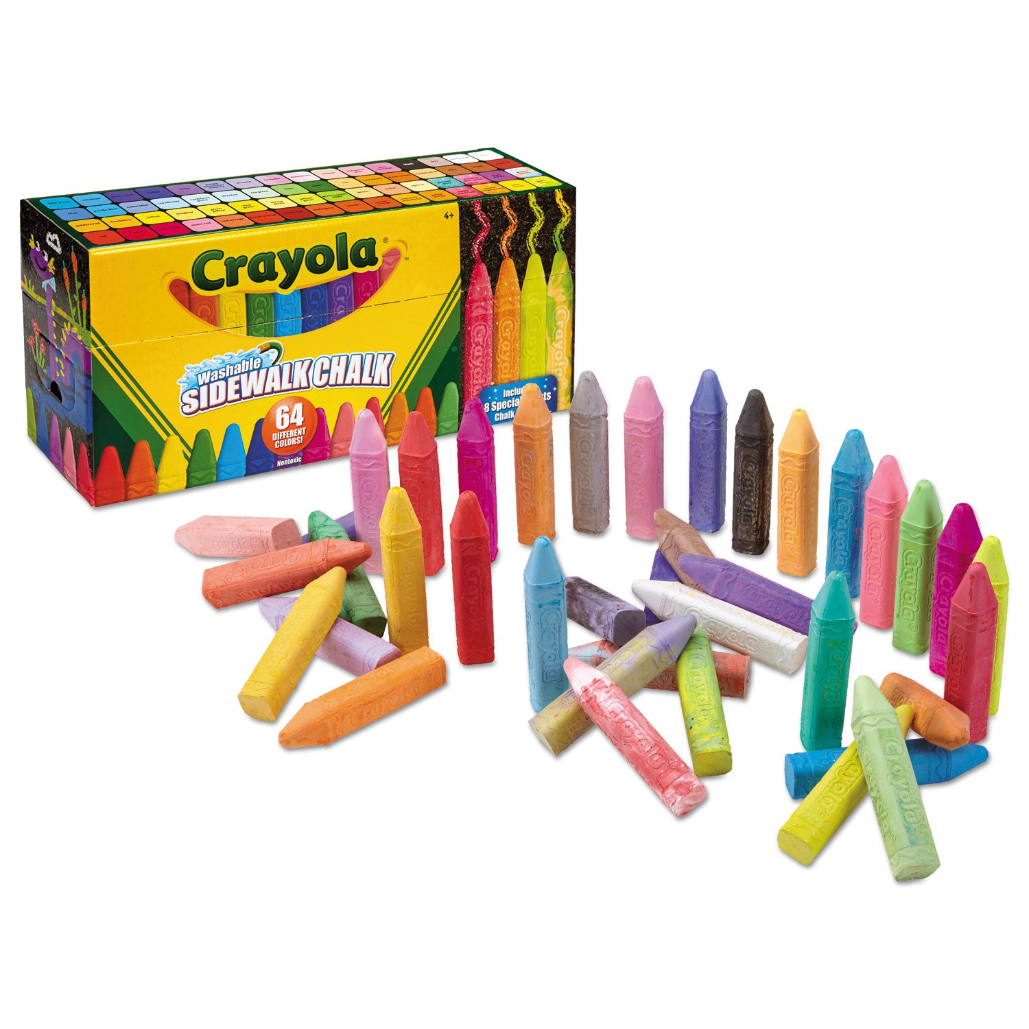 Crayola® Ultimate Sidewalk Chalk, 4" x 0.5" Diameter, 60 Assorted Colors, 64/Set