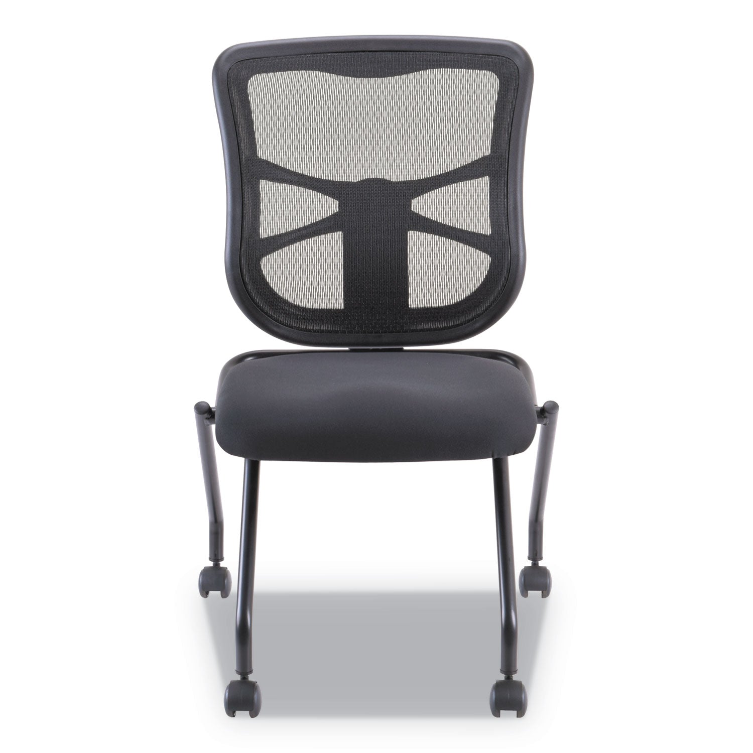 Alera® Alera Elusion Mesh Nesting Chairs, Supports Up to 275 lb, 18.1" Seat Height, Black Seat, Black Back, Black Base, 2/Carton