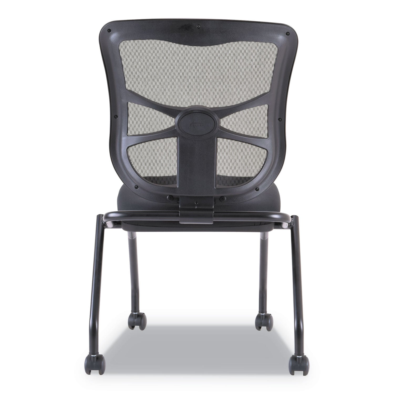 Alera® Alera Elusion Mesh Nesting Chairs, Supports Up to 275 lb, 18.1" Seat Height, Black Seat, Black Back, Black Base, 2/Carton