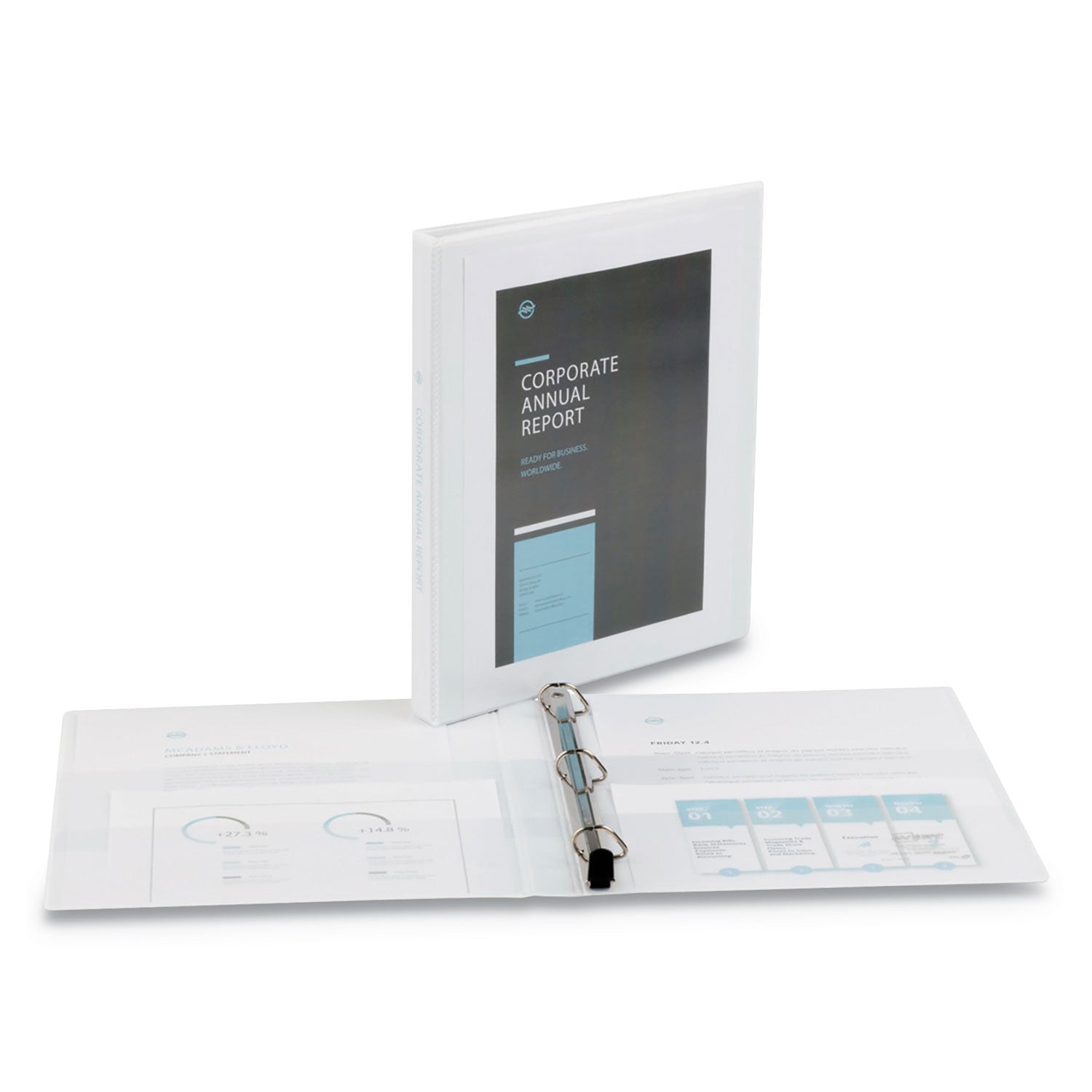 Avery® Heavy-Duty View Binder with DuraHinge and One Touch Slant Rings, 3 Rings, 0.5" Capacity, 11 x 8.5, White