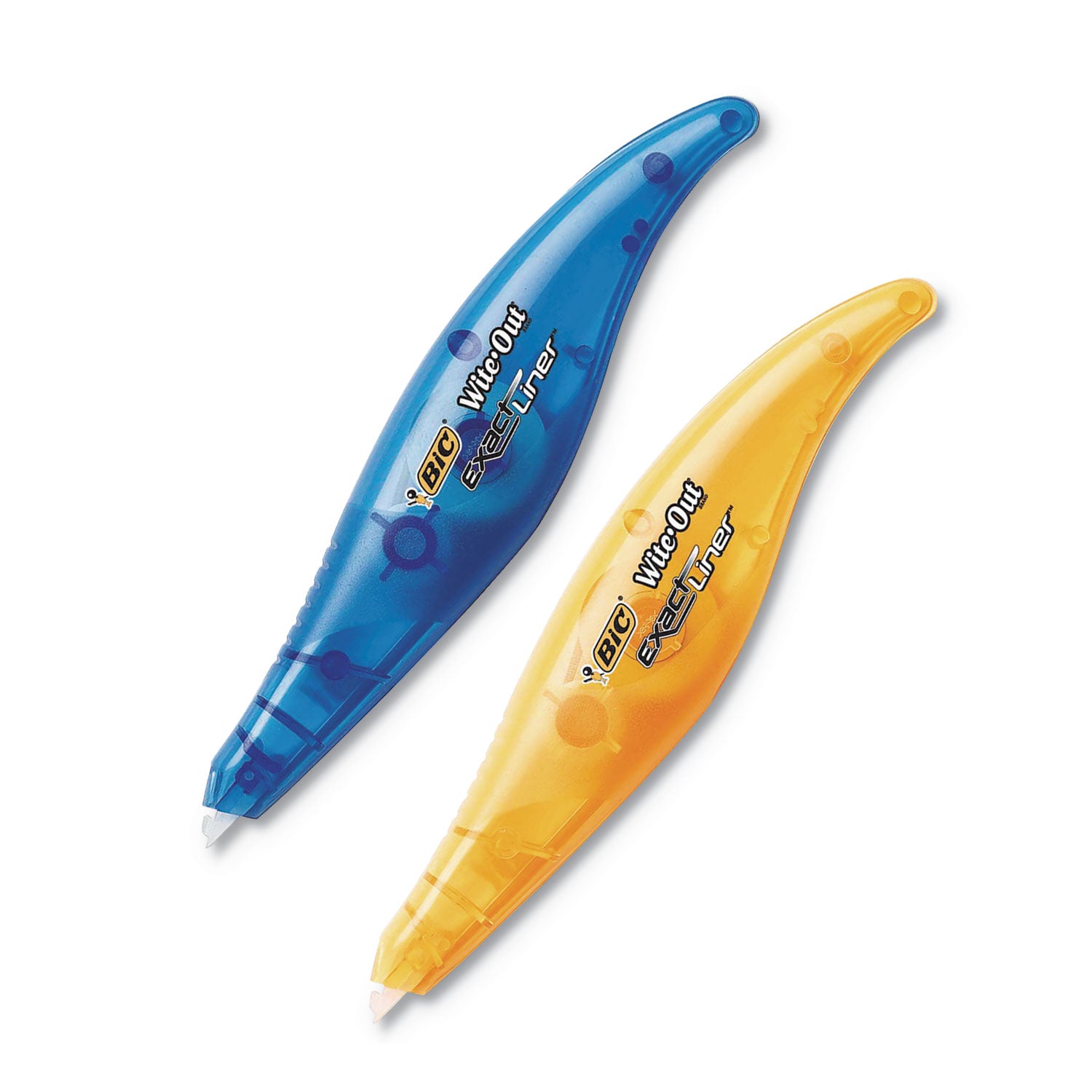 BIC® Wite-Out Brand Exact Liner Correction Tape, Non-Refillable, Blue/Orange Applicators, 0.2" x 236", 2/Pack