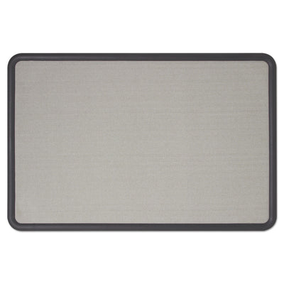 Contour Fabric Bulletin Board, 36 x 24, Gray Surface, Black Plastic Frame - Flipcost