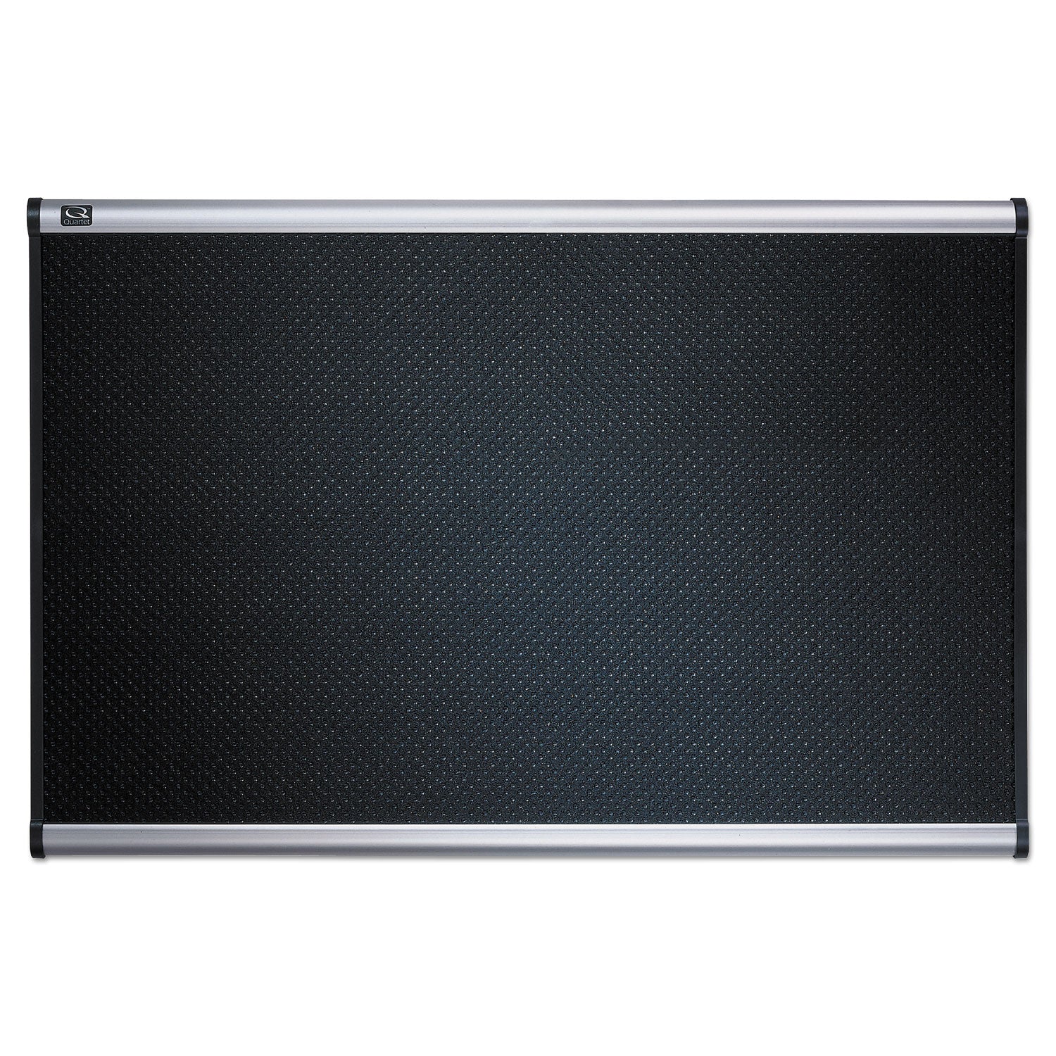 Quartet® Prestige Black Embossed Foam Bulletin Board, 48 x 36, Black Surface, Silver Aluminum/Plastic Frame