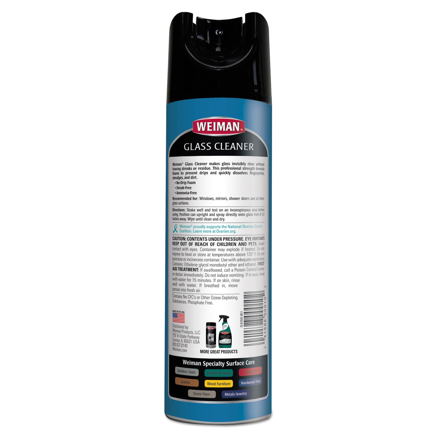 WEIMAN® Foaming Glass Cleaner, 19 oz Aerosol Spray Can