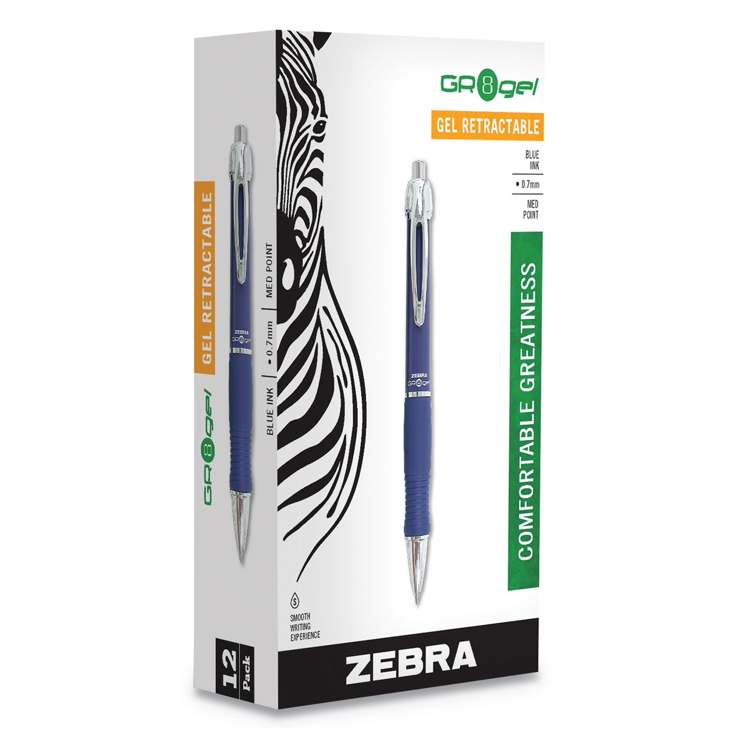 Zebra® Sarasa Dry X10 Gel Pen, Retractable, Medium 0.7 mm, Blue Ink, Blue/Silver Barrel, 12/Pack