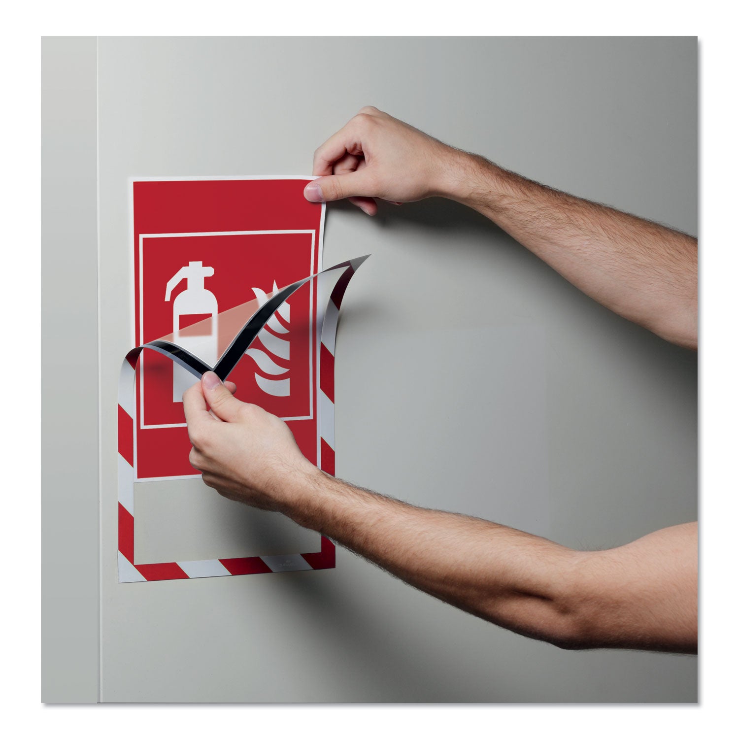 Durable® DURAFRAME Security Magnetic Sign Holder, 8.5 x 11, Red/White Frame, 2/Pack