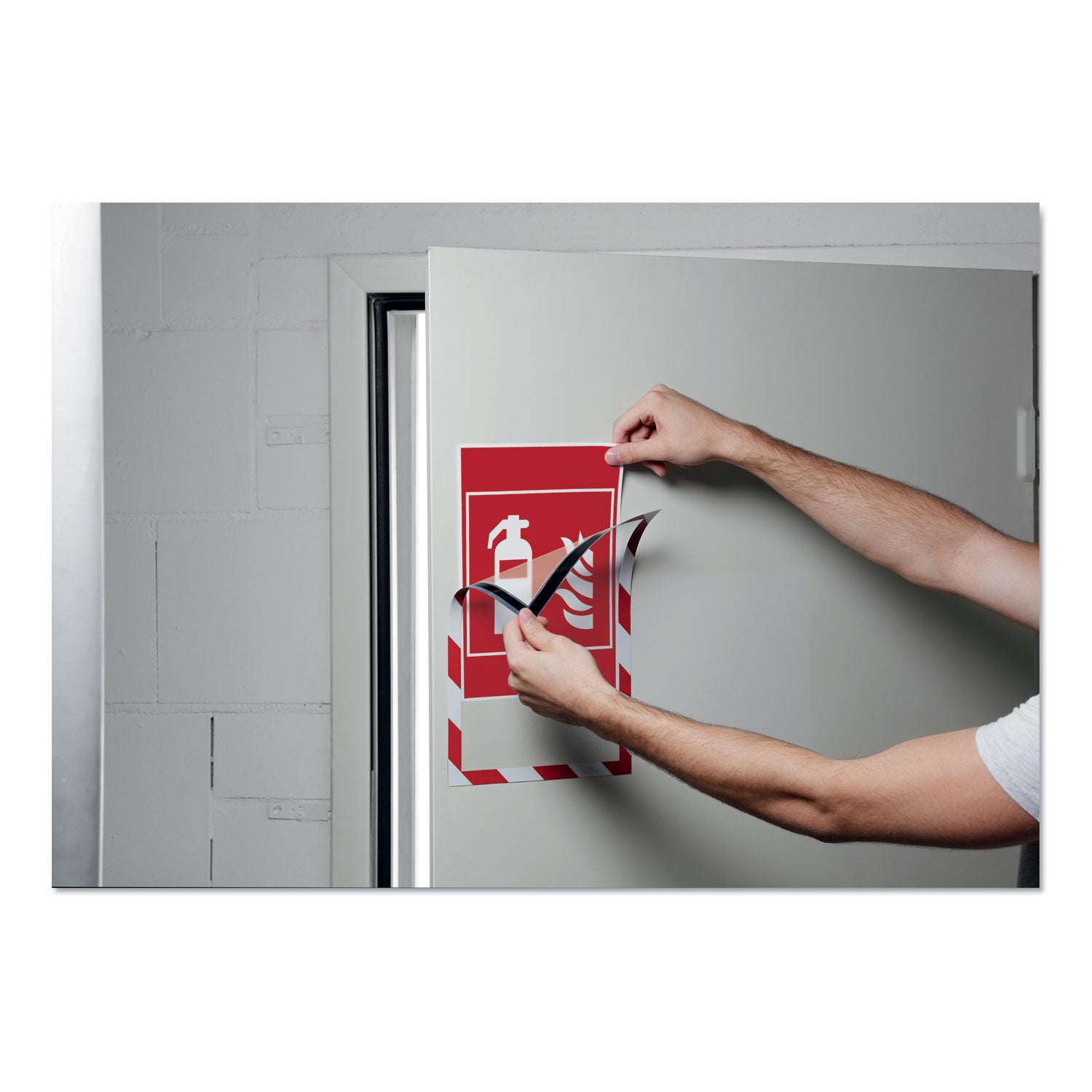 Durable® DURAFRAME Security Magnetic Sign Holder, 8.5 x 11, Red/White Frame, 2/Pack