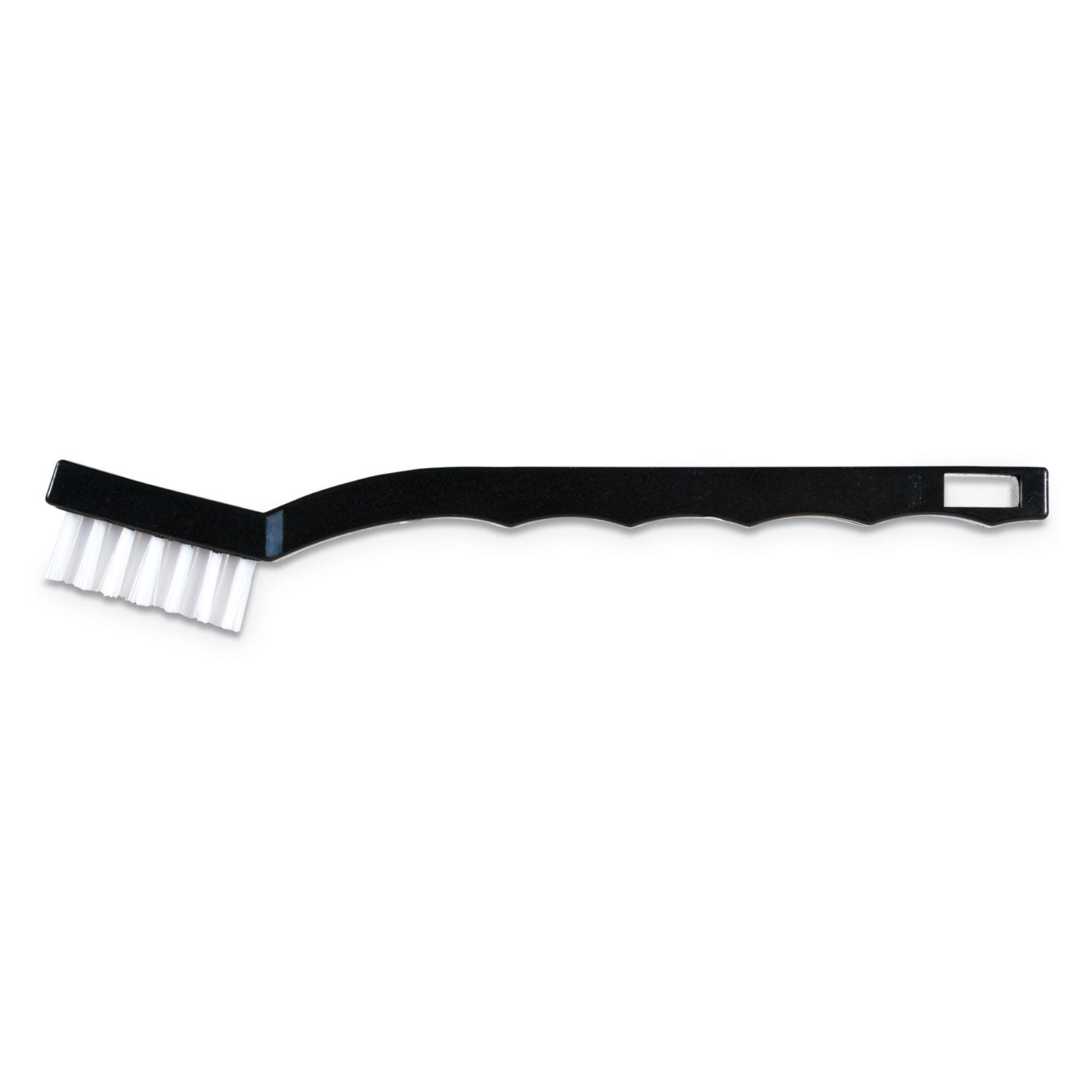 Flo-Pac Utility Toothbrush Style Maintenance Brush, White Nylon Bristles, 7.25" Brush, 7" Black Polypropylene Handle