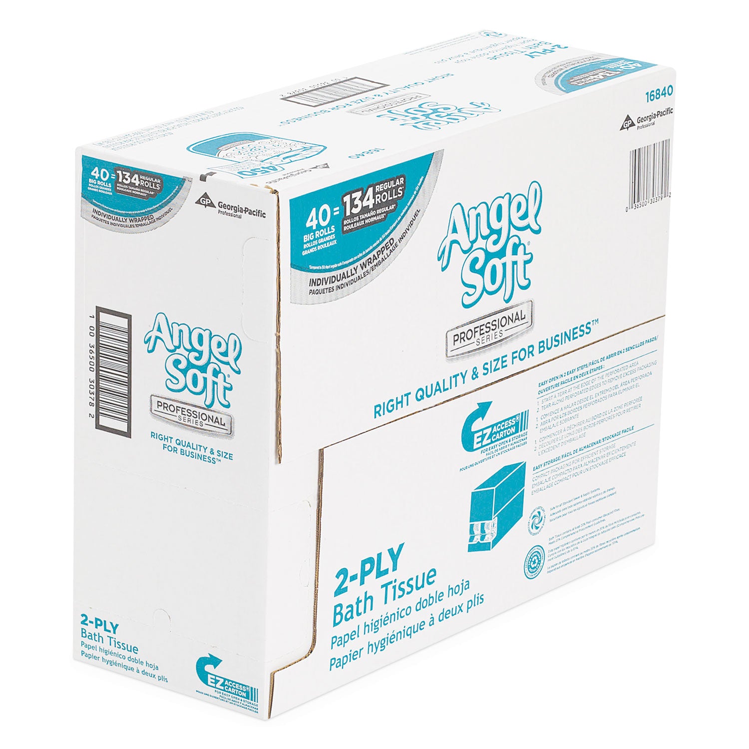 Georgia Pacific® Professional Angel Soft ps Premium Bathroom Tissue, Septic Safe, 2-Ply, White, 450 Sheets/Roll, 40 Rolls/Carton