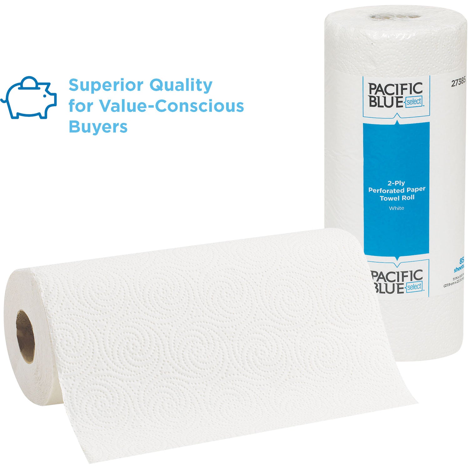 Georgia Pacific® Professional Pacific Blue Select Two-Ply Perforated Paper Kitchen Roll Towels, 2-Ply, 11 x 8.8, White, 85/Roll, 30 Rolls/Carton