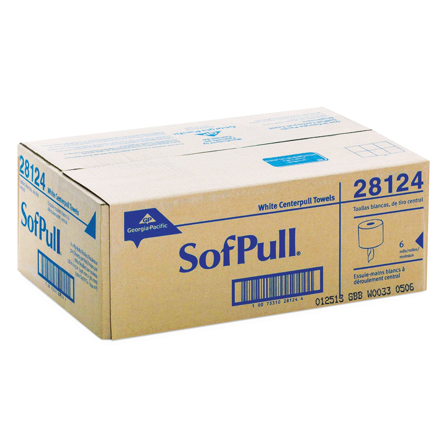 Georgia Pacific® Professional SofPull Center-Pull Perforated Paper Towels, 1-Ply, 7.8 x 15, White, 320/Roll, 6 Rolls/Carton