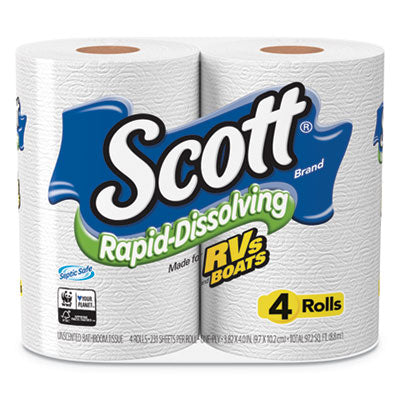 Scott® Rapid-Dissolving Toilet Paper, Bath Tissue, Septic Safe, 1-Ply, White, 231 Sheets/Roll, 4/Rolls/Pack, 12 Packs/Carton - Flipcost
