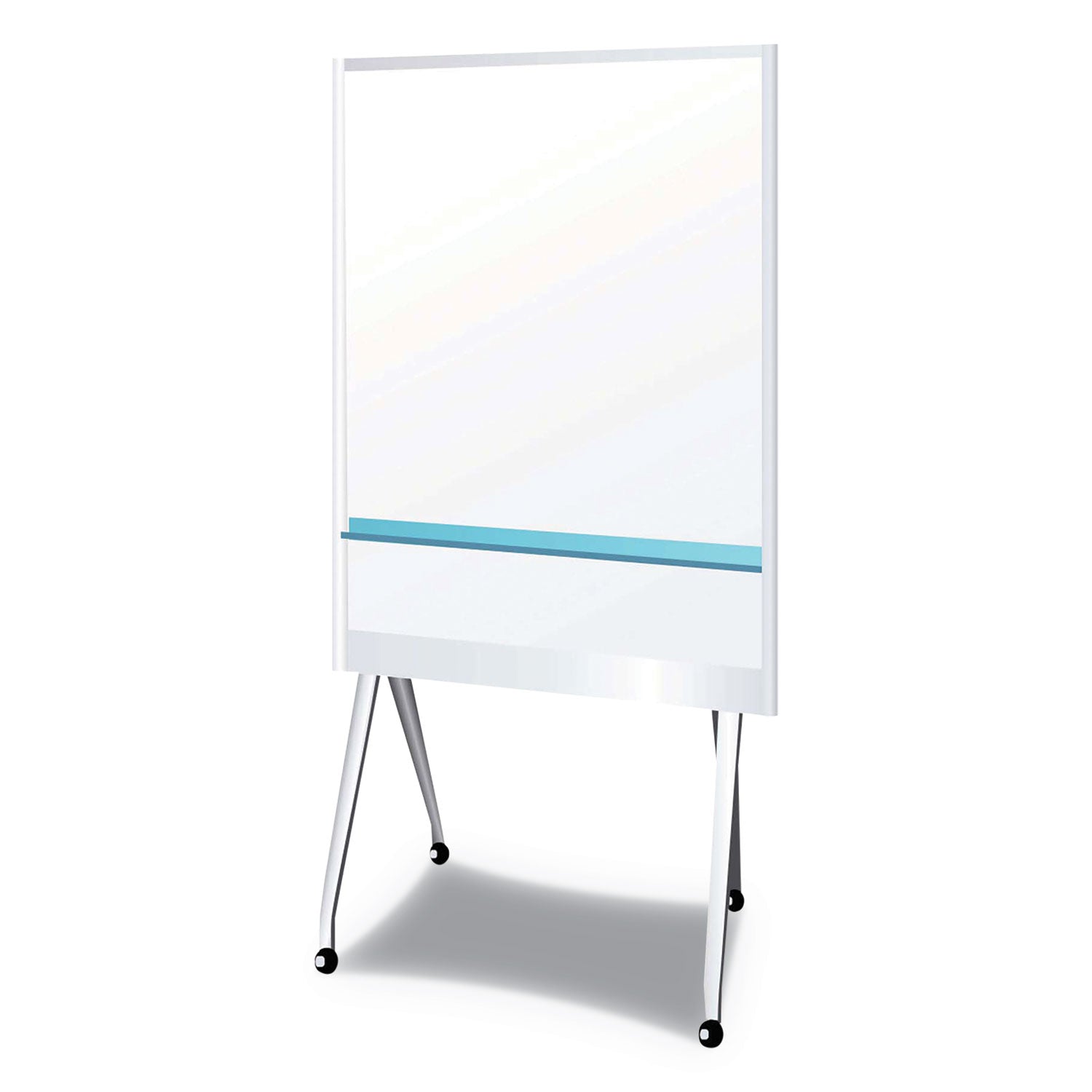 Mobile Partition Board, 38.3 x 70.8, White Surface, Light Gray Aluminum Frame