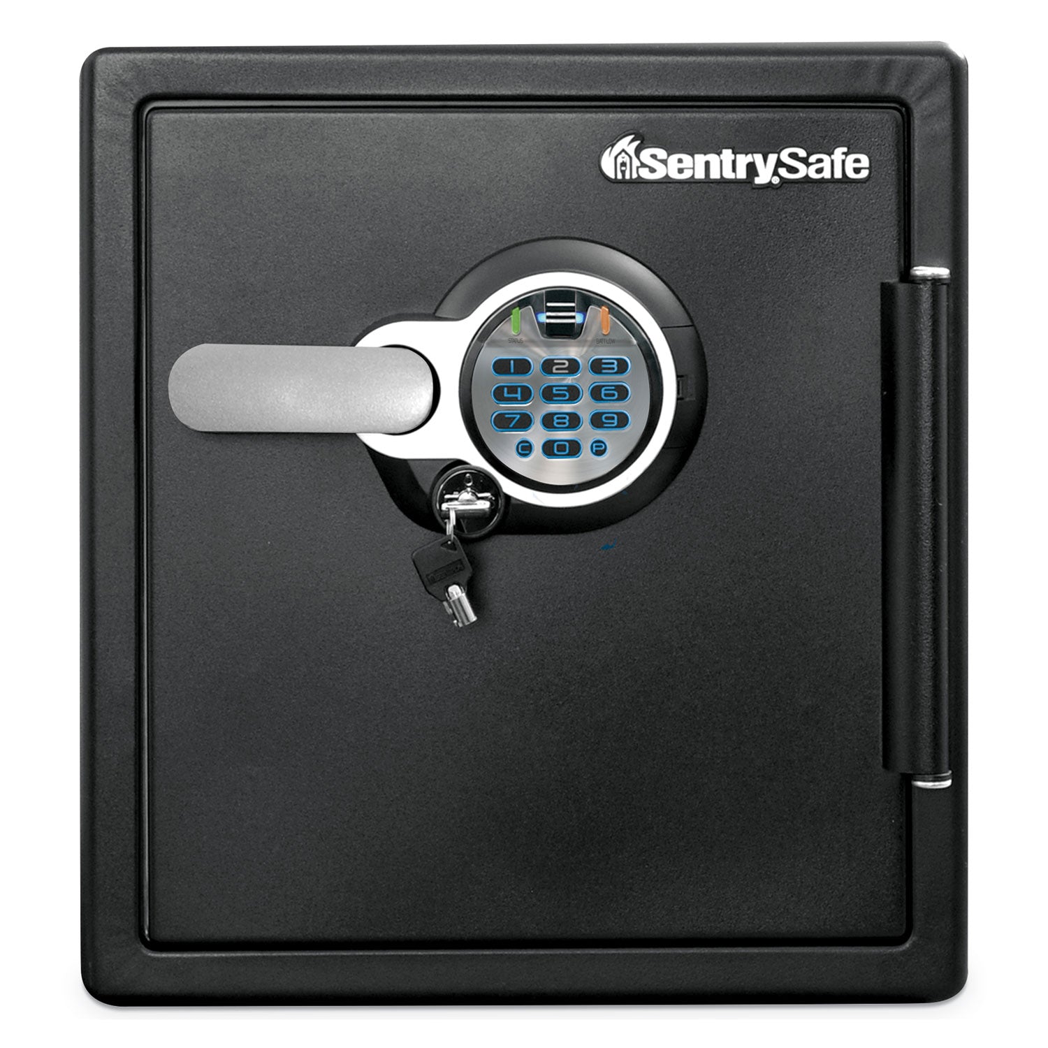 Fire-Safe with Biometric and Keypad Access, 1.23 cu ft, 16.3w x 19.3d x 17.8h, Black