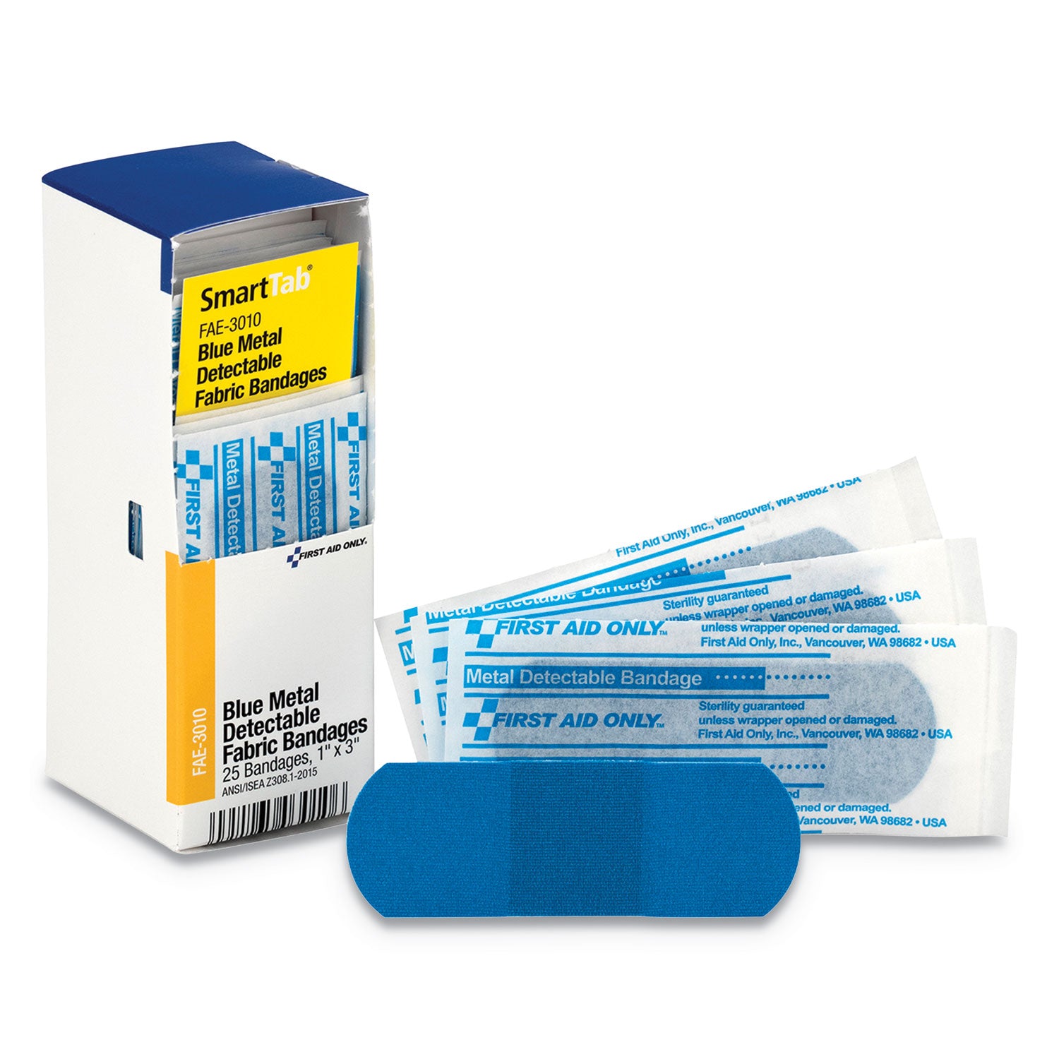 Refill for SmartCompliance General Cabinet, Blue Metal Detectable Bandages,1 x 3, 25/Box