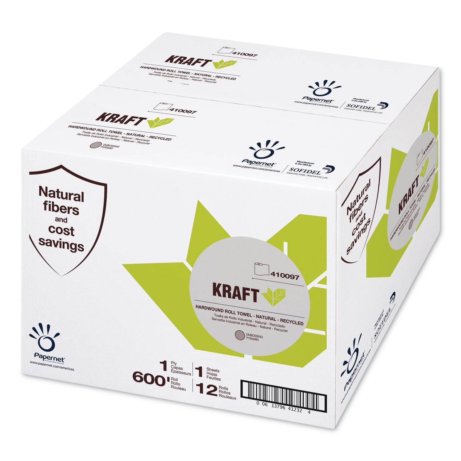 Heavenly Soft Hardwound Paper Towel, Kraft, 1-Ply, 7.8" x 600 ft, Brown, 12 Rolls/Carton