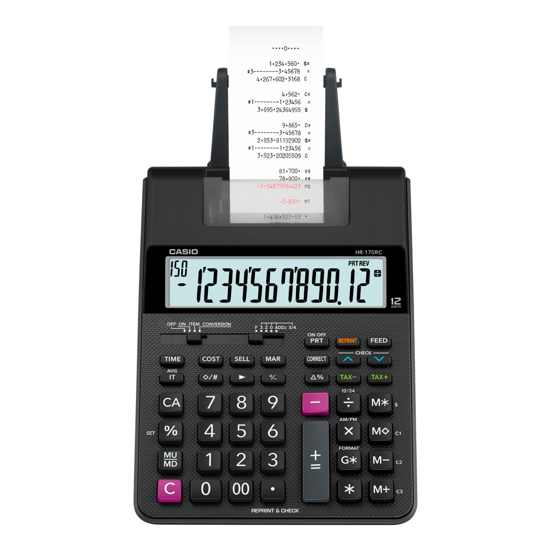 HR170R Printing Calculator, Black/Red Print, 2 Lines/Sec