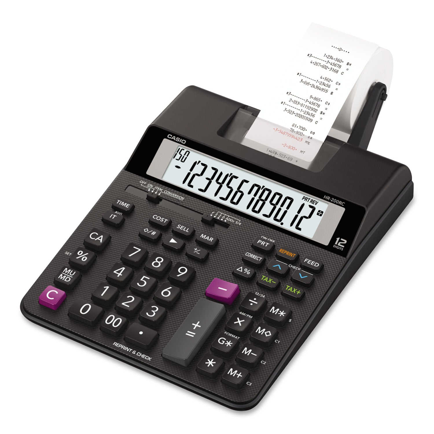 Casio® HR200RC Printing Calculator, Black/Red Print, 2.4 Lines/Sec