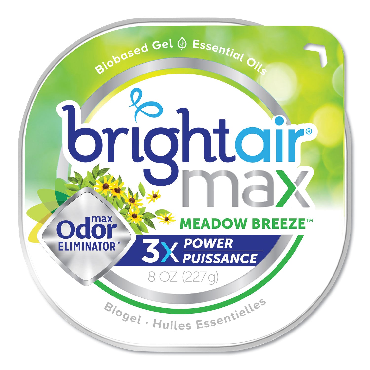 BRIGHT Air® Max Odor Eliminator Air Freshener, Meadow Breeze, 8 oz Jar, 6/Carton