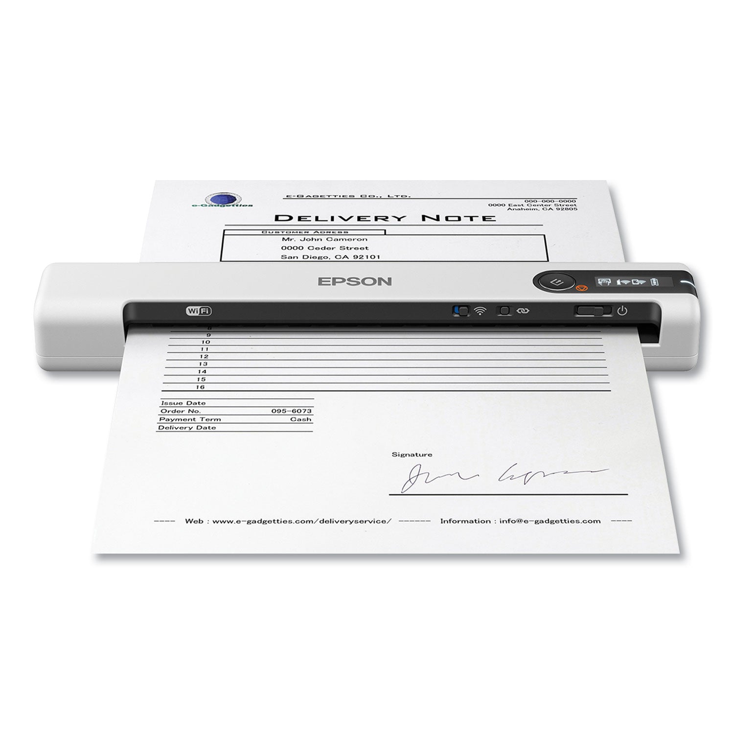 DS-80W Wireless Portable Document Scanner, 600 dpi Optical Resolution, 1-Sheet Auto Document Feeder