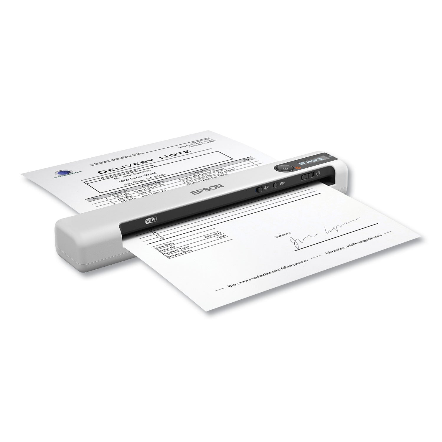 DS-80W Wireless Portable Document Scanner, 600 dpi Optical Resolution, 1-Sheet Auto Document Feeder