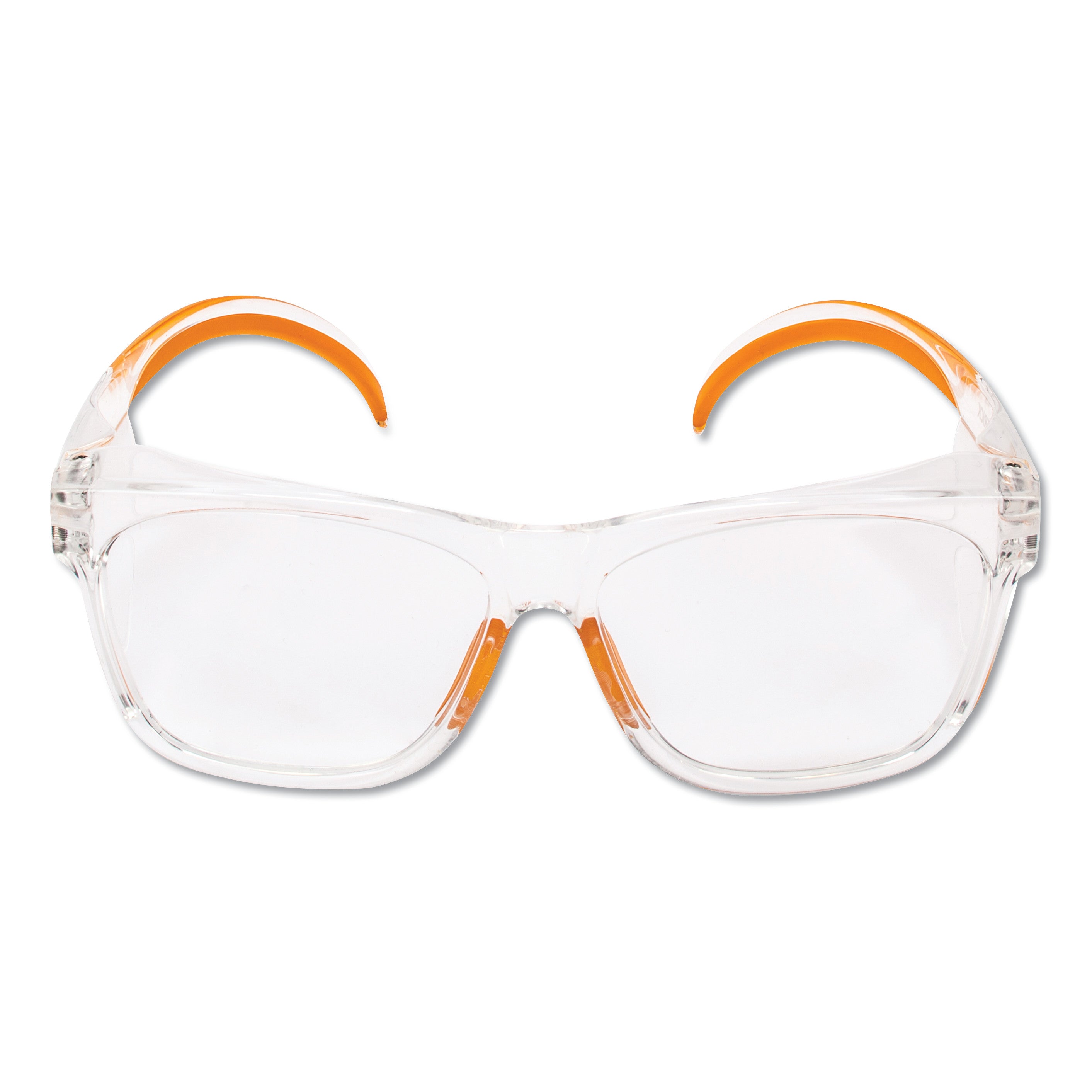 Maverick Safety Glasses, Clear/Orange, Polycarbonate Frame, 12/Box