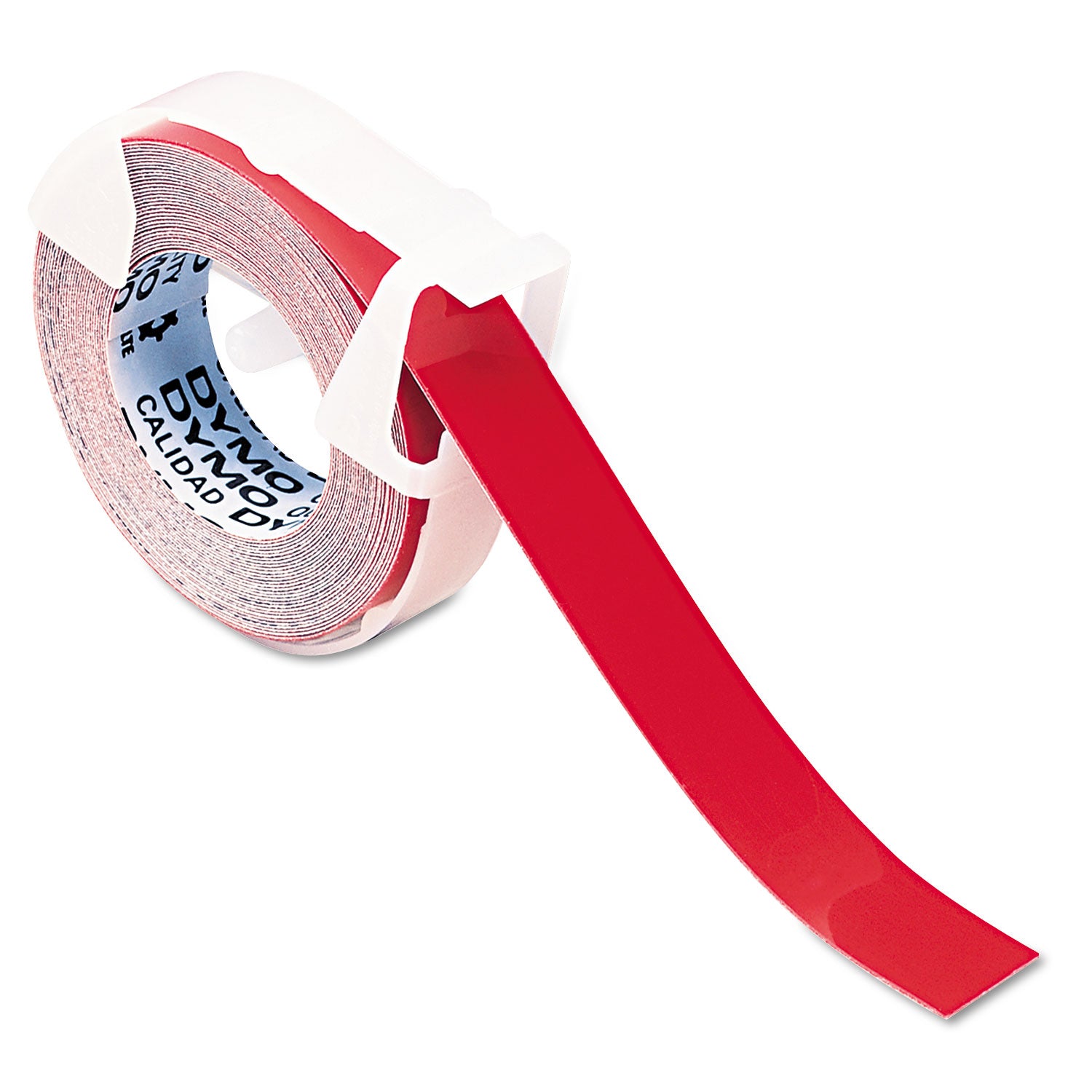 Self-Adhesive Glossy Labeling Tape for Embossers, 0.37" x 12 ft Roll, Red