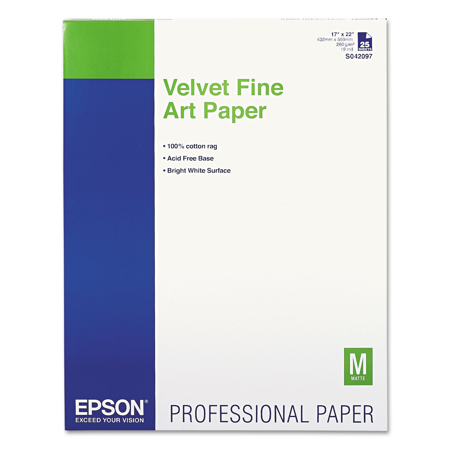 Velvet Fine Art Paper, 17 x 22, White, 25/Pack