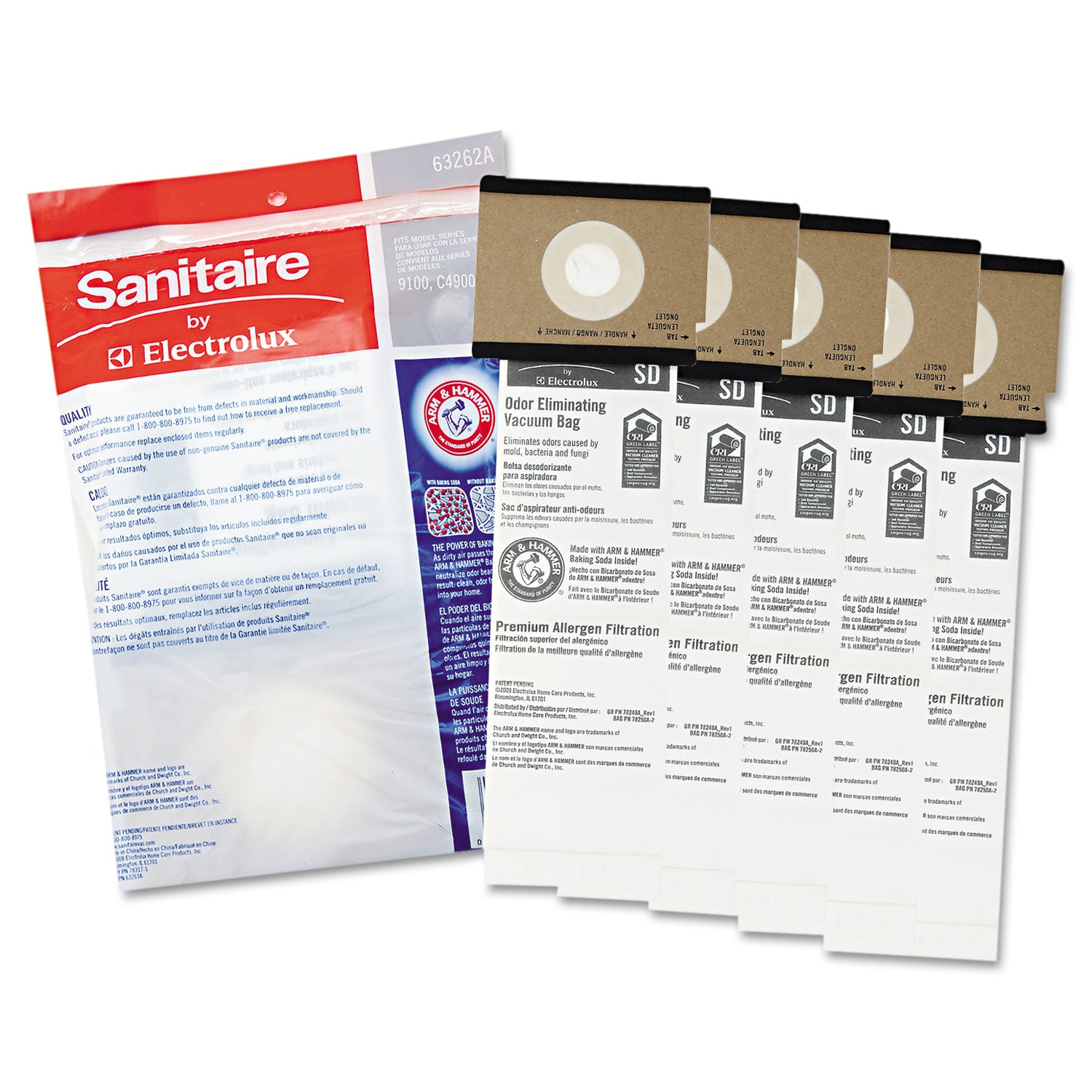 Sanitaire® SD Premium Allergen Vacuum Bags for SC9100 Series, 5/Pack, 10 Packs/Carton