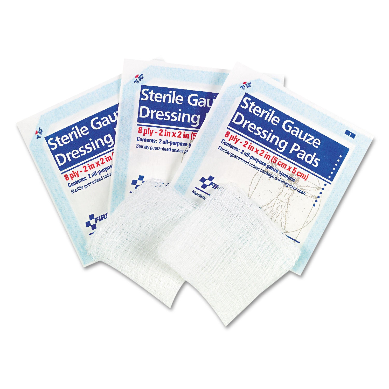 First Aid Only™ SmartCompliance Gauze Pads, Sterile, 8-Ply, 2 x 2, 5 Dual-Pads/Pack