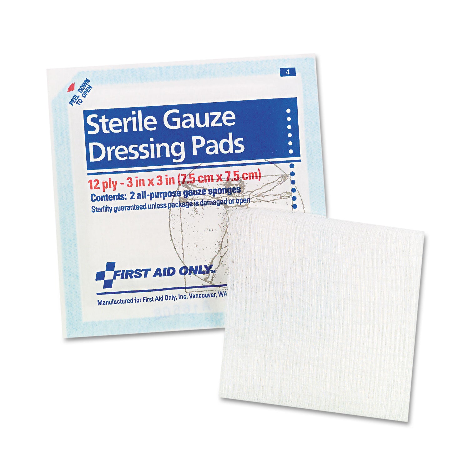 SmartCompliance Gauze Pads, Sterile, 12-Ply, 3 x 3, 5 Dual-Pads/Pack