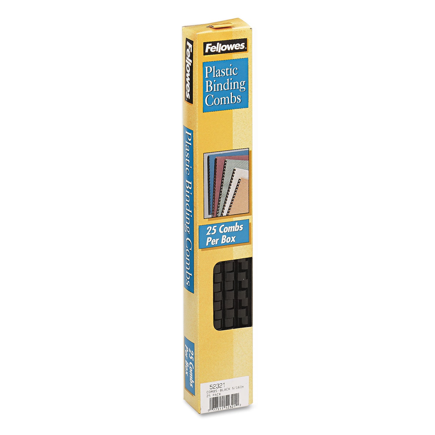 Fellowes® Plastic Comb Bindings, 5/16" Diameter, 40 Sheet Capacity, Black, 25/Pack