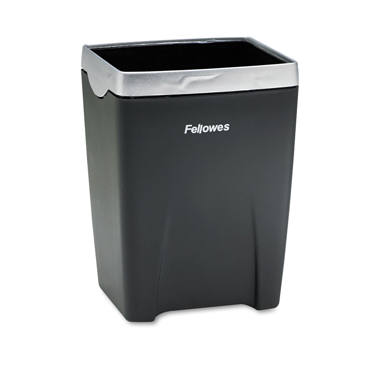 Fellowes® Office Suites Divided Pencil Cup, Plastic, 3.13 x 3.13 x 4.25, Black/Silver