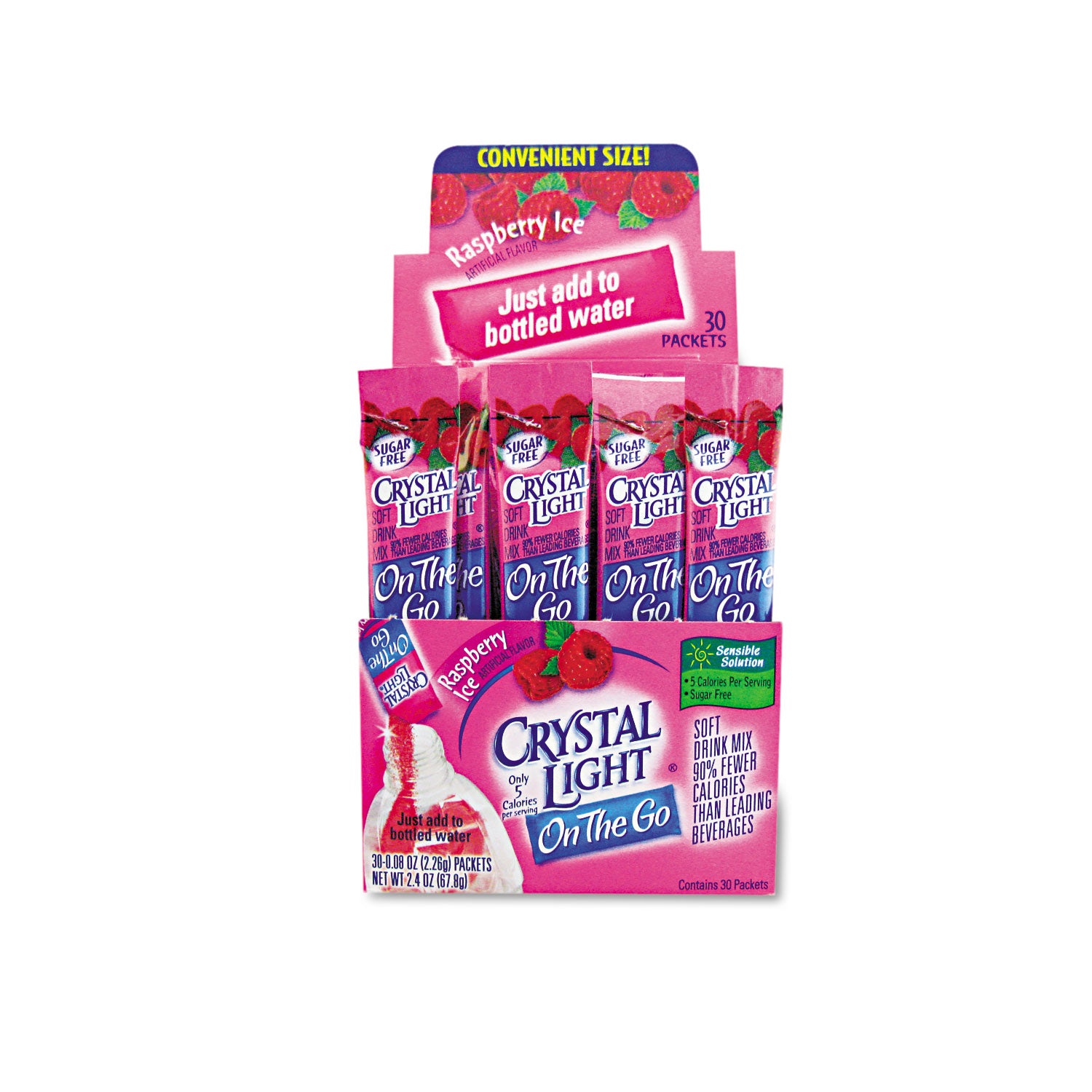 Crystal Light® Flavored Drink Mix, Raspberry Ice, 30 .08oz Packets/Box