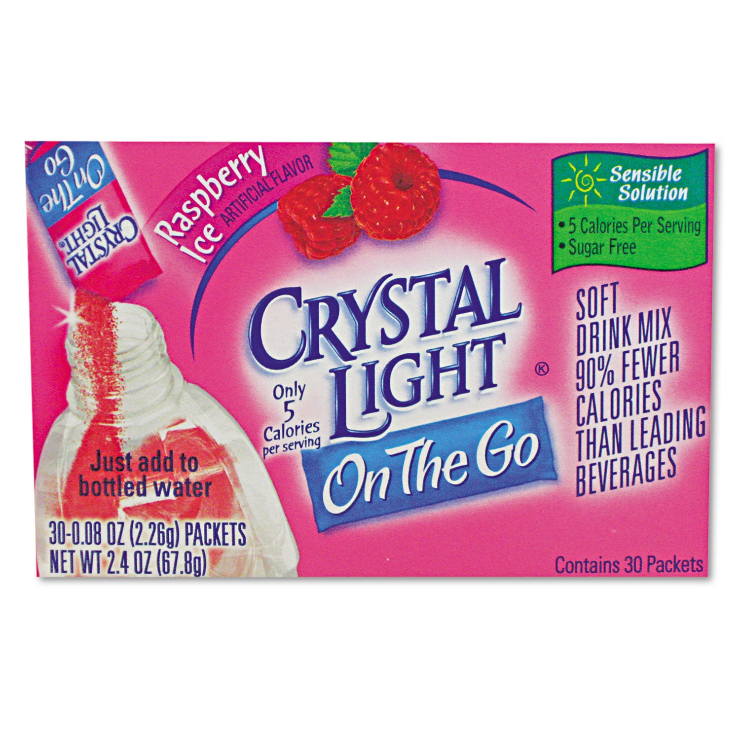 Crystal Light® Flavored Drink Mix, Raspberry Ice, 30 .08oz Packets/Box