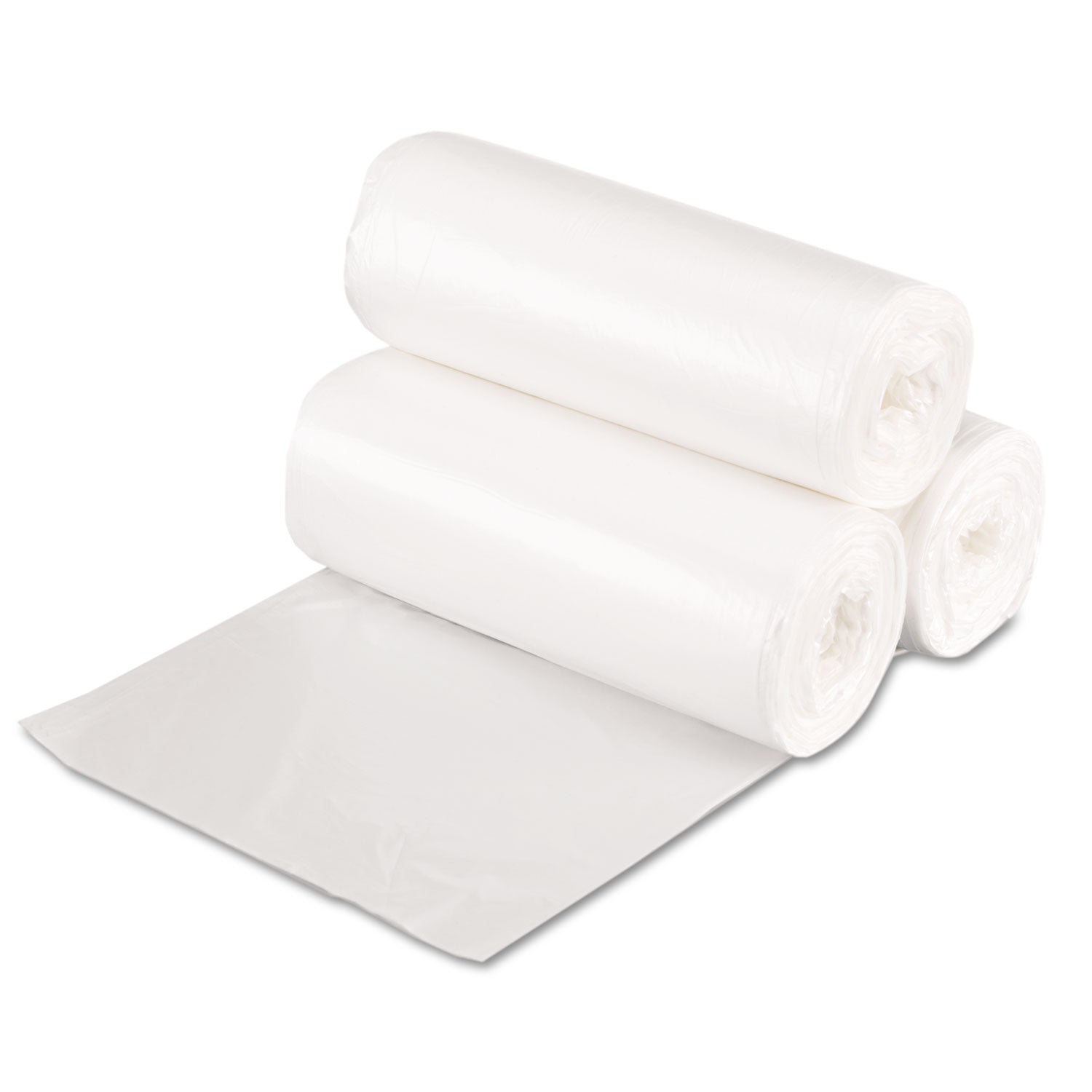 High-Density Can Liners, 16 gal, 7 mic, 24" x 31", Natural, Perforated Roll, 50 Bags/Roll, 20 Rolls/Carton