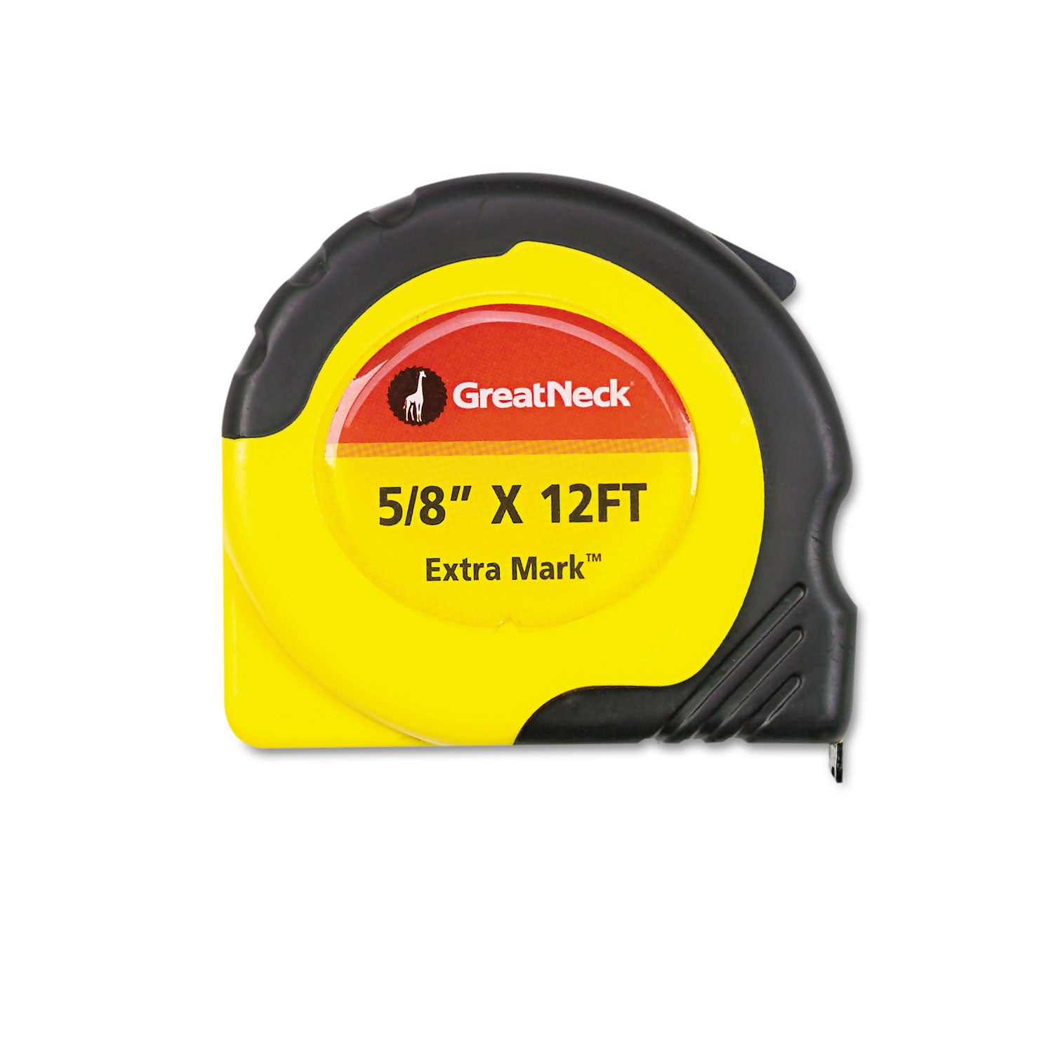 Great Neck® ExtraMark Power Tape, 0.63" x 12 ft, Steel, Yellow/Black