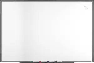 TRU RED™ Magnetic Porcelain Dry Erase Board, 72" x 48", White Surface, Gray/Natural Aluminum Frame