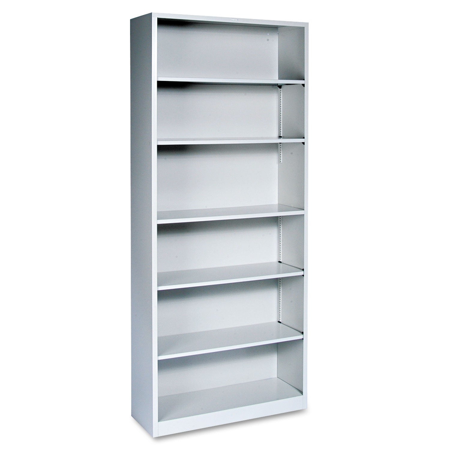 Metal Bookcase, Six-Shelf, 34.5w x 12.63d x 81.13h, Light Gray