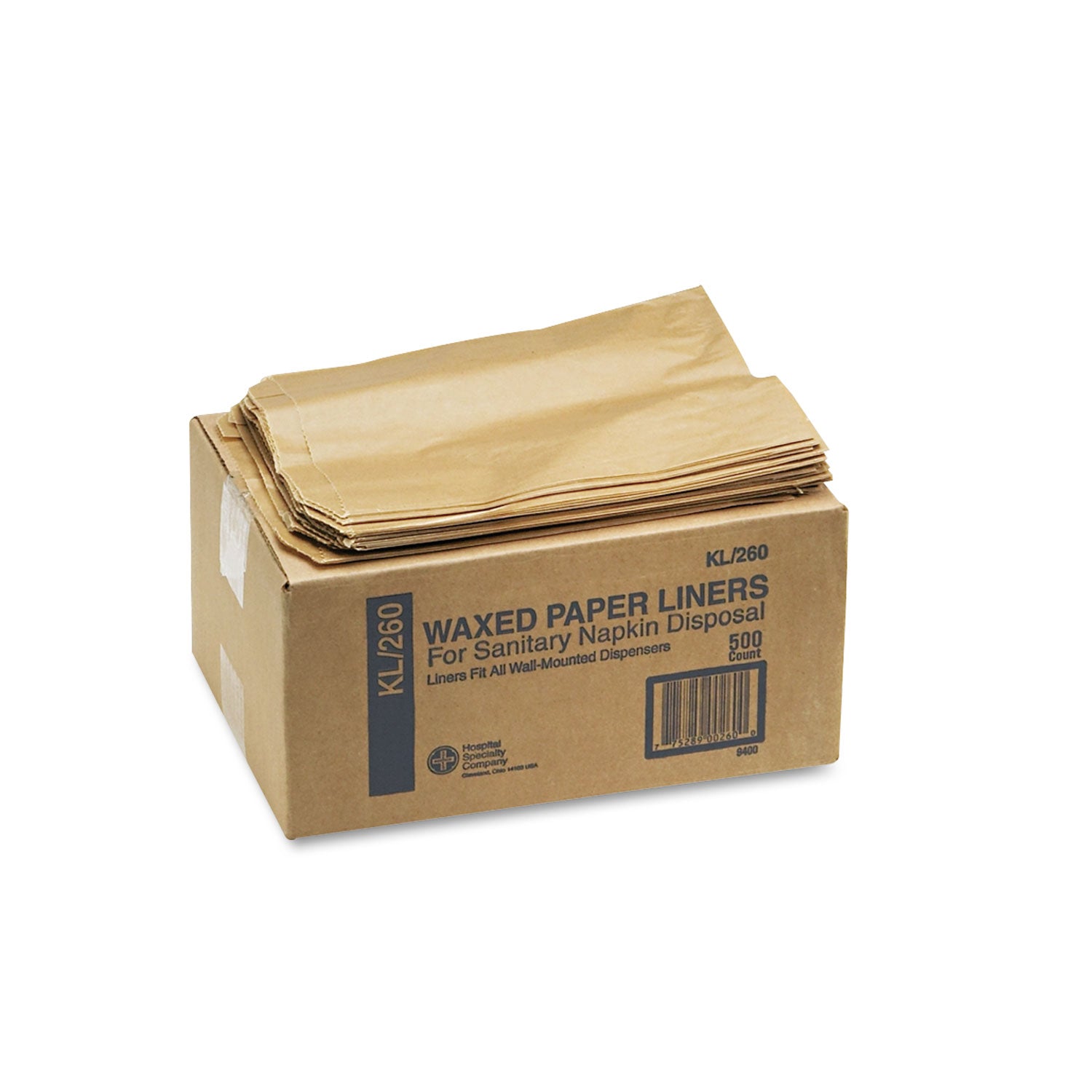 HOSPECO® Napkin Receptacle Liners, 7.5" x 3" x 10.5", Brown, 500/Carton