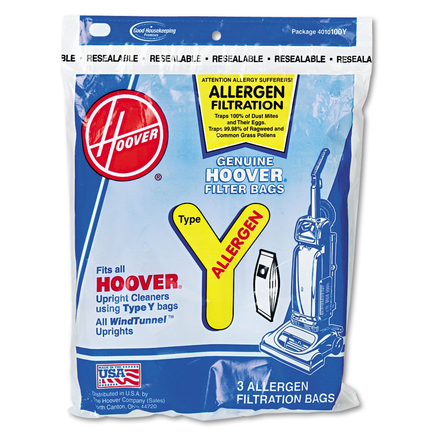 Disposable Allergen Filtration Bags for Commercial WindTunnel Vacuum, 3/Pack