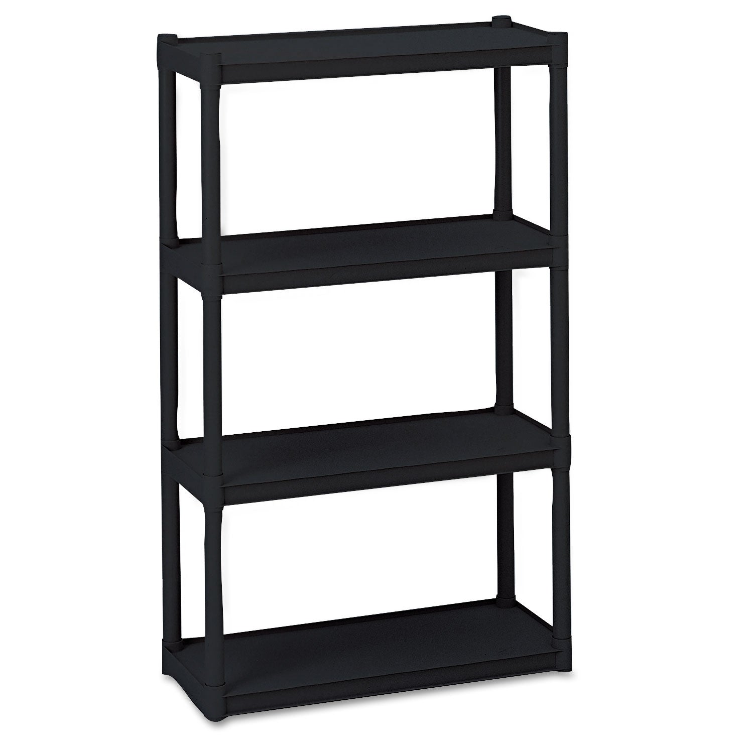 Rough n Ready Open Storage System, Four-Shelf, Injection-Molded Polypropylene, 32w x 13d x 54h, Black