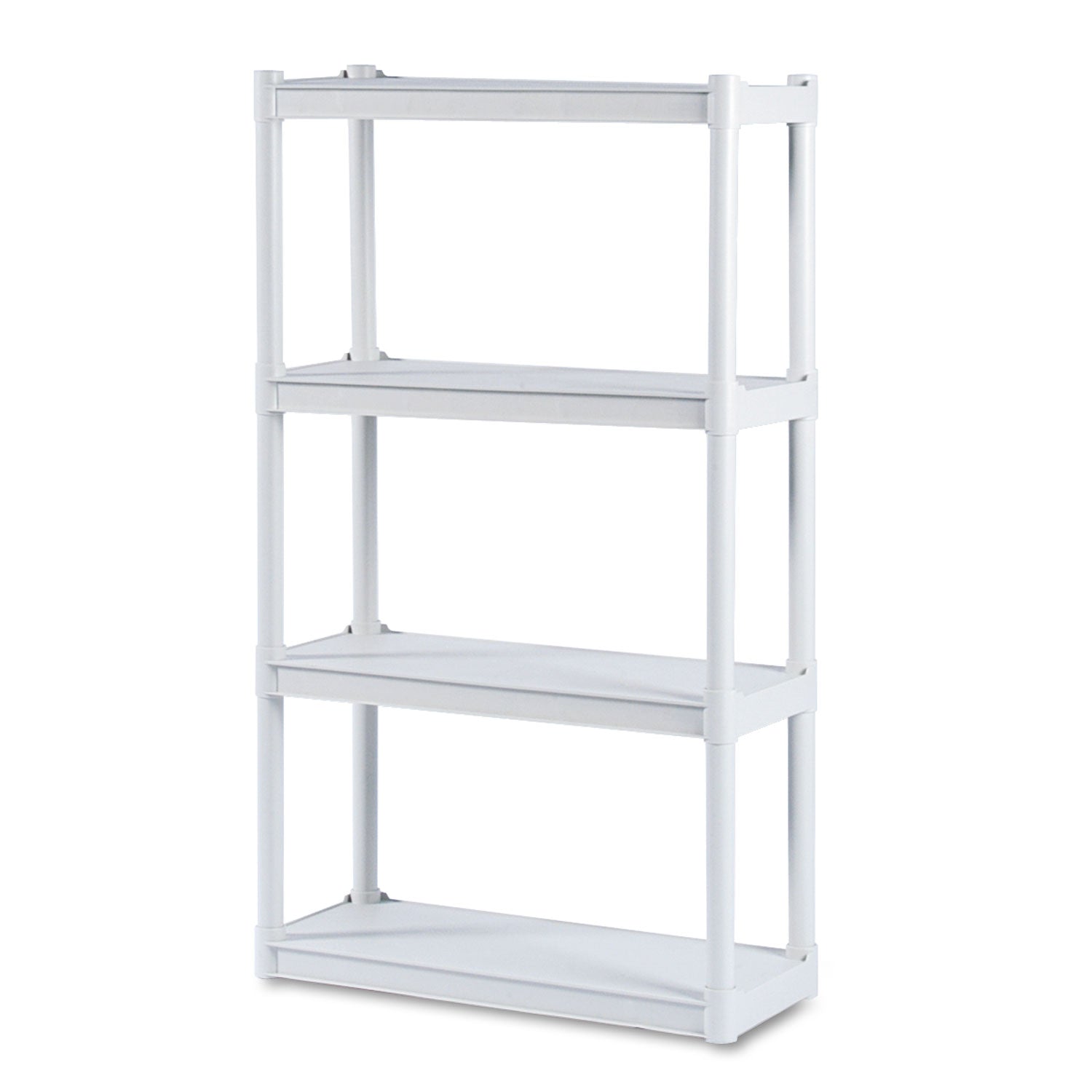 Rough n Ready Open Storage System, Four-Shelf, Injection-Molded Polypropylene, 32w x 13d x 54h, Platinum