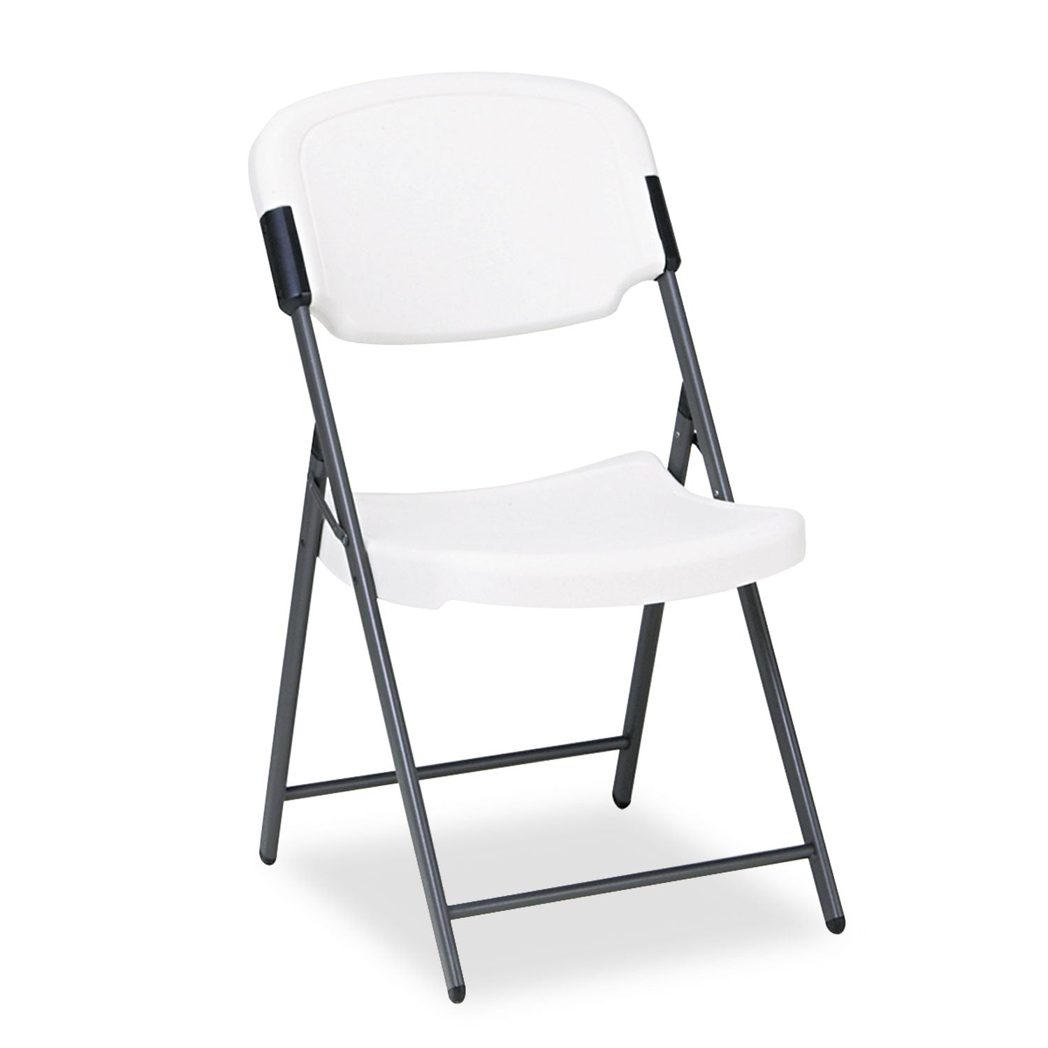 Rough n Ready Commercial Folding Chair, Supports Up to 350 lb, 15.25" Seat Height, Platinum Seat, Platinum Back, Black Base